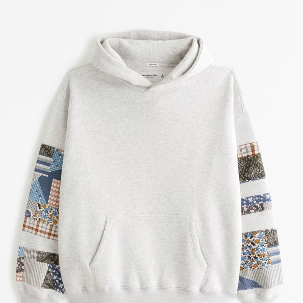 Abercrombie and fitch quilted graphic popover hoodie